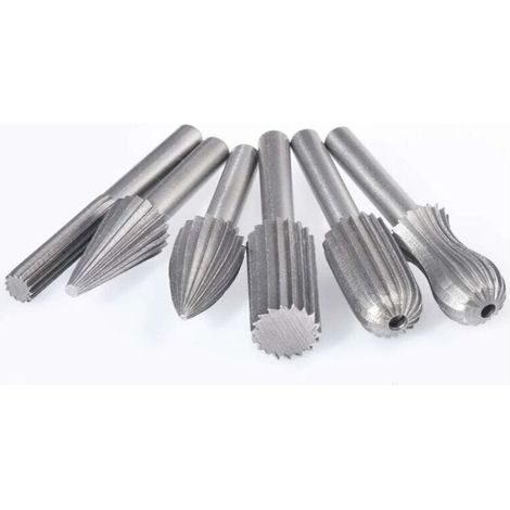 Lntyq Satz Aus 6 Rotierenden Fräsern Aus Wolframkarbid, Doppelschneidig, 6 Mm, Wolframkarbit-schaft, Schleif-/gravier-/fräsaufsätze Für Rotationswerkzeuge