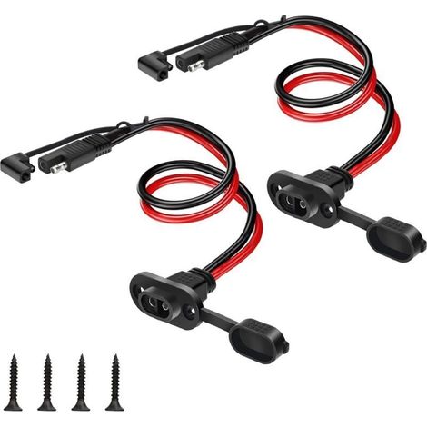 2 Stück Sae-schnellverbinder-kabelsatz, 1 Fuß 10awg Sae-stecker (männlich) Auf Buchse (weiblich), Seitlicher Wandanschluss Für Solargenerator Und Batterieladegerät