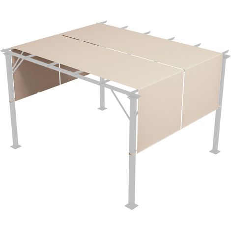2er-set Ersatzplanen Für Ausziehbare Pergola, 4,9 X 1,2 M, Für 3 X 3 M Pergola, Polyester, Uv-schutz, Hellkhaki