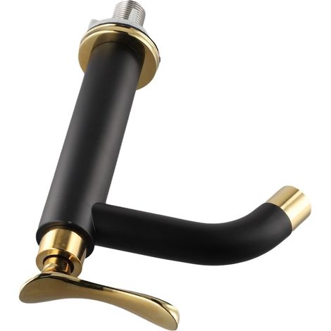 Einfacher Wasserhahn Für Waschbecken/badschrank Aus 304 Edelstahl, Schwarz Und Gold, Mit Griff Für Waschbecken (kurz)