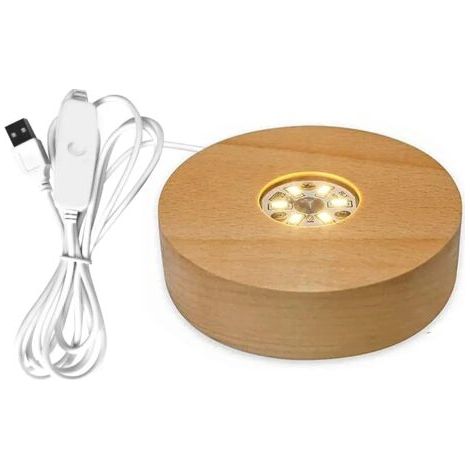 Lampenfuß Aus Massivem Holz, Drehbarer Ständer, Wiederaufladbares Zubehör, Mit Fernbedienung, Led-licht