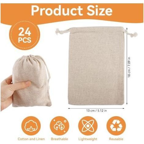 2er-pack 24 Stoffbeutel Mit Kordelzug, 13 X 18 Cm, Wiederverwendbare Geschenktaschen Aus Baumwolle Zum Personalisieren Für Geburtstag, Hochzeit, Kinderfest, Taufe