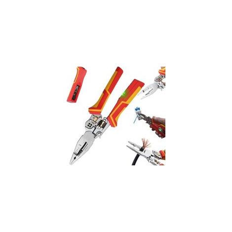 9-in-1 Abisolierzange Mit Spannungsmessfunktion, Multifunktions-spannungsprüfzange, Elektrikerzange, Werkzeuge Zum Abisolieren, Crimpen, Schneiden, Ziehen, Wickeln Und Spalten