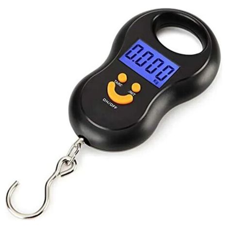 Schwarze Elektronische Hängewaage 50kg 10g Lcd-hintergrundbeleuchtung Digitalwaage Angelwaage Taschenwaage Gepäckwaage