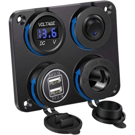 Ladepanel Für Autos Mit Doppelter Usb-buchse 5 V/4,2 A, Dc 12 V Zigarettenanzünder-steckdose, Schalter Und Wasserdichtem Led-voltmeter Für Auto/boot/motorrad