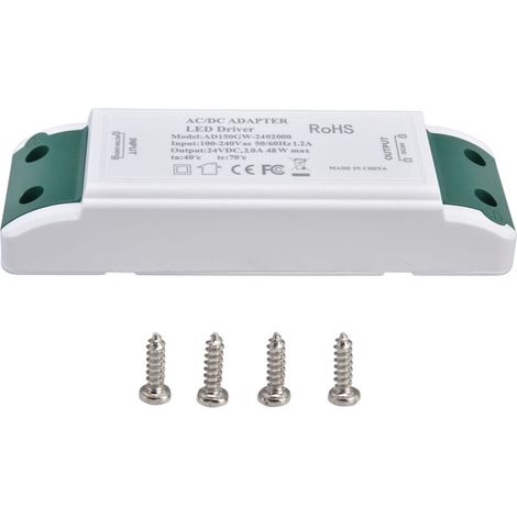 Led-transformator 24 V Dc 2 A 48 W – Überstrom- Und Kurzschlussschutz – Einfache Installation – Für Büros Und Wohnhäuser - Ac100-240