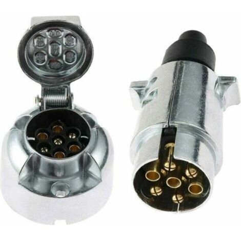 7-poliger Männlicher Und Weiblicher Metall-anhängerstecker, 12v Adapter Für 7-poligen Anhängerstecker, Wasserdichte Aluminium-steckdose Für Anhängerkupplung (skm0701)