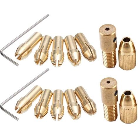 14 Stück Mini-spannzangen Für Elektrische Mini-bohrmaschine, Spannfutter Aus Messing, Set Mit 0,5–3 Mm, Inklusive Inbusschlüssel (2,35 Mm, 3,17 Mm)