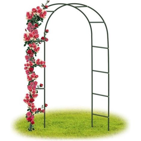 Arche Jardin/hochzeitsbogen Mit Rosen, Gartenpfeiler Säule, Metallgartenbogen Für Kletterpflanzen, Metall 240 X 140 X 38 Cm/grün