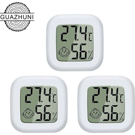 Mini-lcd-thermometer Und Hygrometer Für Den Innenbereich, Digitales Tragbares Gerät Mit Hoher Genauigkeit Für Temperatur Und Luftfeuchtigkeit, -50 °c Bis 70 °c, 10 % Bis 99 % Rf (weiß), 3 Stück