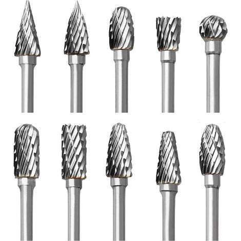 Karbid-rotationsfräser-set, 10-teilig, Doppelschneidige Fräser Für Dremel-zubehör Mit Schaft, Zum Schnitzen Von Holz, Bohren, Gravieren Und Polieren Von Metall
