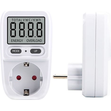 Ulisem Wattmeter 230 V/16 A, Wattmeter, Energiemessgerät Mit Stecker, Stromverbrauchszähler, Energieverbrauchscontroller Mit Lcd-display, Maximale Leistung 3680 W (1 Stück)