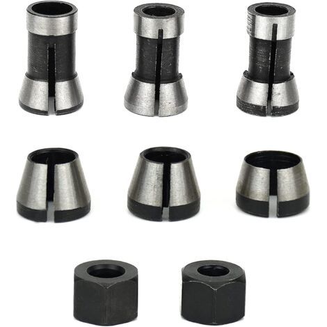 6-teiliges Fräser-spannfutter, 6 Mm 6,35 Mm 8 Mm Spannzangen-fräsfutter, Holzfräser-spannfutter, Spannbacken Für Oberfräse, Spannzangenadapter Für Gravurmaschinen +2 Muttern