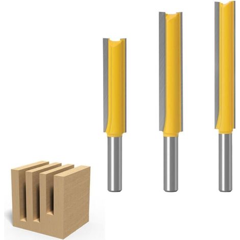 3 Stück 8 Mm Extra Lange Schaftfräser, Holzfräser Extra Lang, Gerade Fräser Mit Flachem Ende 8 Mm X 1/2" X 50,8 Mm, 8 Mm X 1/2" X 63 Mm, 8 Mm X 1/2" X 76 Mm