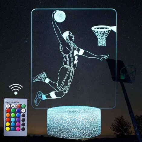 3d Basketballspieler Nachtlicht, Led-illusionslampe Mit Fernbedienung Und Intelligentem Taster, 16 Farbwechselnde Lichter, Usb-kabel, Geburtstagsgeschenk Für Nba-fans