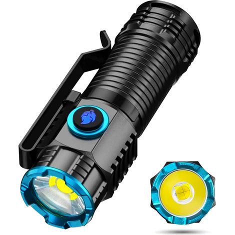 Wiederaufladbare Usb-led-taschenlampe, 1000 Lumen, Wasserdicht, 4 Modi, Starke Taktische Militärtaschenlampe Für Camping [energieeffizienzklasse A+++]