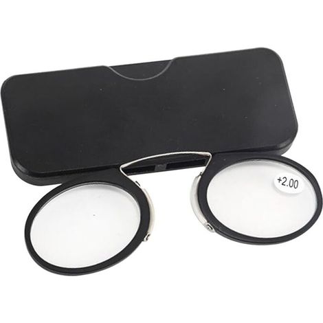 Mini-nasenklammer-brille, Randlose Lupenbrille, Tragbare Leichte Nasenklemmen-lesebrille, Randlose Lesebrille, Vintage-sehhilfe Für Herren Und Damen, +2.0, Schwarz