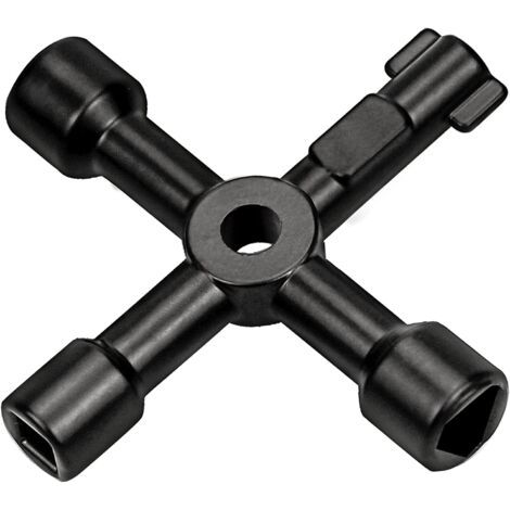 Multifunktionaler Universalschlüssel, 4-in-1-kreuzschlüssel, Für Gasheizkörper-armaturenbrett-ventilschloss - 73 Mm, Schwarz