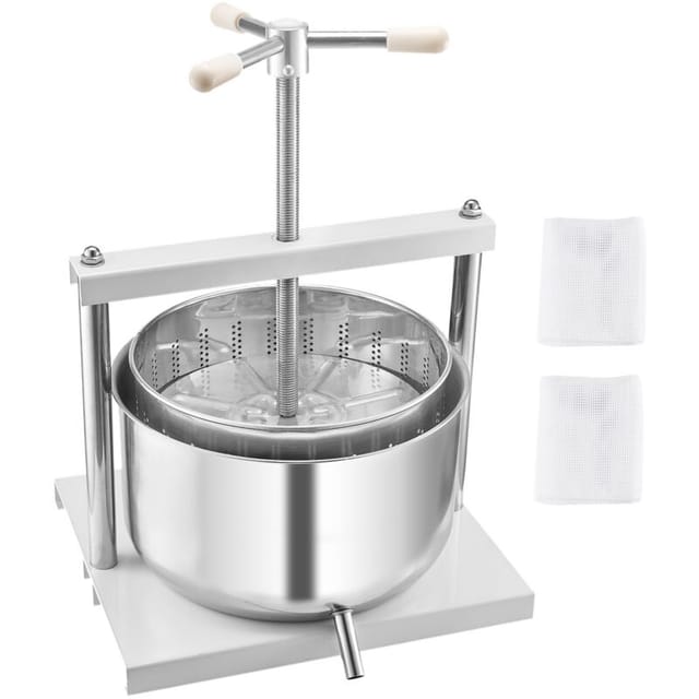 Mophorn 3,17 Gal/12l Manuelle Obstwein Presse, Doppel-edelstahl Fässer, Saft Maschine Für Apfelwein, Apfel, Traube, Honig, Olivenöl Und Mehr Mit Dreieckigem Griff Für Den Heim-oder Außenbereich