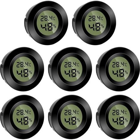 8er-set Runde Mini-digital-hygrometer - Hygrometer - Temperatur In Fahrenheit (℉) Oder Celsius (℃) - Für Innenräume, Büro, Wohnzimmer - Batterien Enthalten