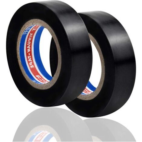 2 Rollen Isolierband, Elektrobands, Hochtemperaturbeständiges Pvc-band, Gaffer-klebeband, 16mm × 6m (schwarz)