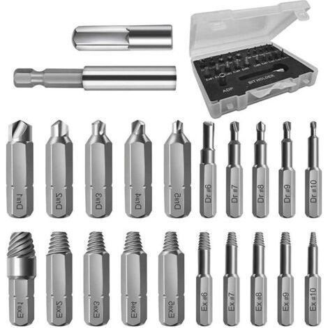 22-teiliges Set Beschädigte Schrauben-extraktoren, Hss-bolzenentferner Mit Magnetischem Bithalter Und Stecknussadapter Für Abgebrochene Schrauben, Bolzenentferner Für Abgestreifte Schrauben