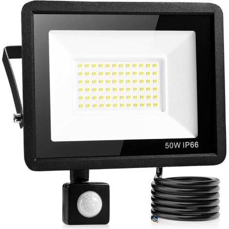 50w Led-außenstrahler Mit Sensor, Wasserdicht Ip66, Kaltweißes Licht, Weit Verbreitet In Garagen, Gärten, Vorgärten Usw.