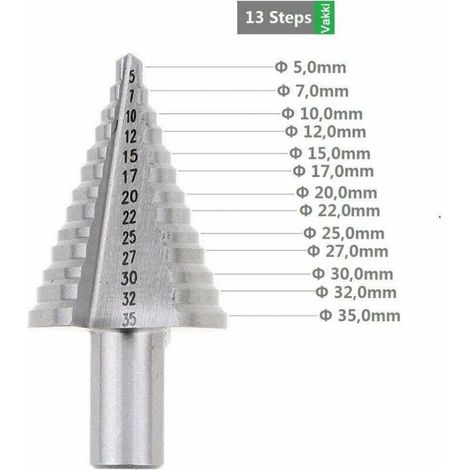 Gestufte Fräse, Doppelnutfräser (5 Mm-35 Mm), Titanbeschichtung, Robust, Ideal Für Schrauber Zum Bohren In Stahl, Holz, Kunststoff, Messing, Aluminium, Pvc, Dreikantiger Schaft