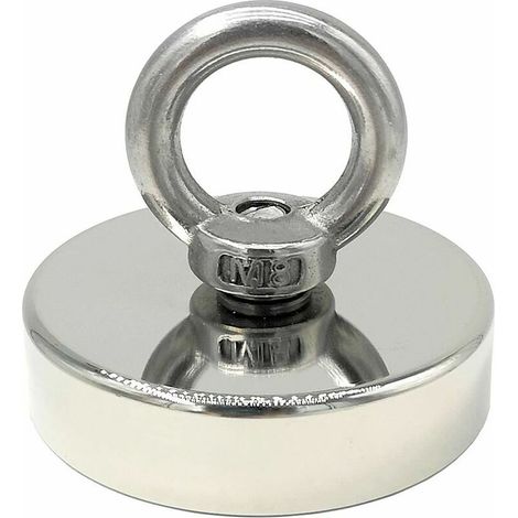 Extra Starker Neodym-magnet 120 Kg – Kraftvoller Magnet – Ideal Für Das Magnetfischen – Ø 60 Mm Mit Öse Aus Neodym