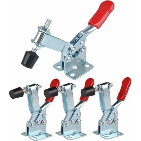 Serre-joint Passend Für Gh-201-b – 4er-set Vertikale Schnellspannzwinge Mit Horizontaler Basis – Tragfähigkeit 90 Kg