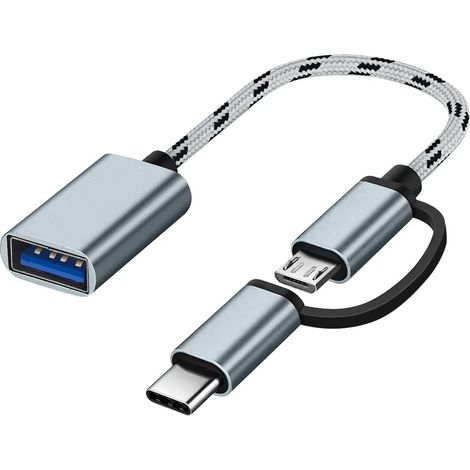 Grey-usb-c/micro-usb-auf-usb-adapter, Micro-usb/usb-c-auf-usb-3.0-konverter, Otg-adapterkabel Kompatibel Mit Macbooks, Android-handys Usw.