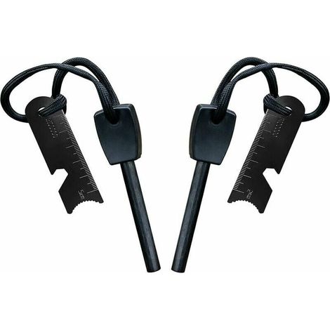 Überlebens-feuerstein, Feuerstarter Mit Schaber, Wasserdicht, 10.000 Funken Bei 3.000 Grad, 8 Mm Stab, Magnesium-feuerstahl - Feueranzünder, Halsband, Multi-tool-schaber (2 Stück)