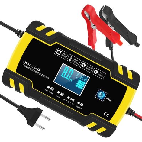 Intelligentes 8a 12v/24v Autobatterieladegerät Mit Lcd-touchscreen, Automatisches Batterieladegerät Mit Reparaturfunktion Für Autos, Motorräder, Lastwagen, Rasenmäher (für Batterien Von 6ah-150ah)