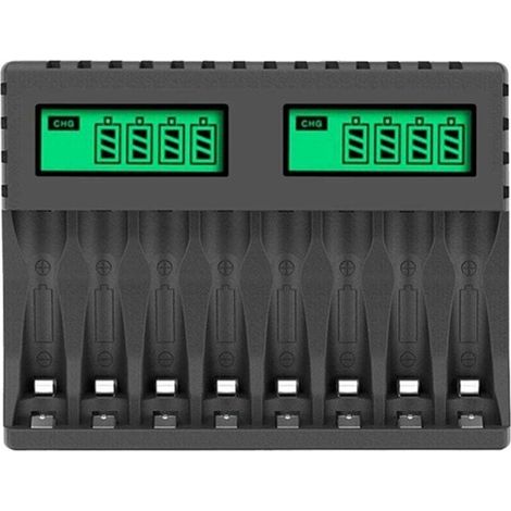 Enowelir Intelligentes 8-platz-ladegerät Mit Lcd-bildschirm Für Wiederaufladbare Aa Aaa Nimh Nicd Batterien