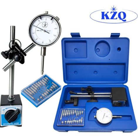 Messuhr Mit 10 Mm Messbereich Und 0,01 Mm Skalenteilung. Magnetfuß Für Stabile Befestigung. Professionelle Präzision. Inklusive Transporttasche.