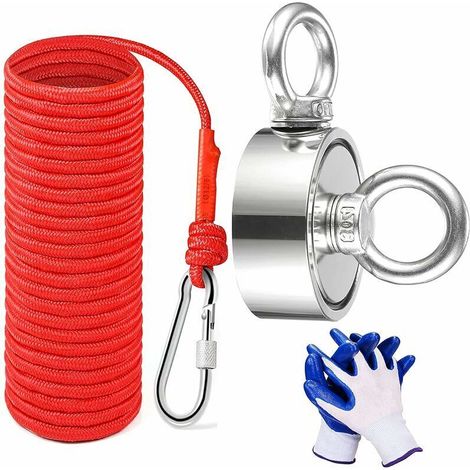 Doppelseitiger Neodym-magnet 170 Kg – 20 M Seil – Durchmesser 67 Mm – Für Magnetfischen Und Schatzsuche