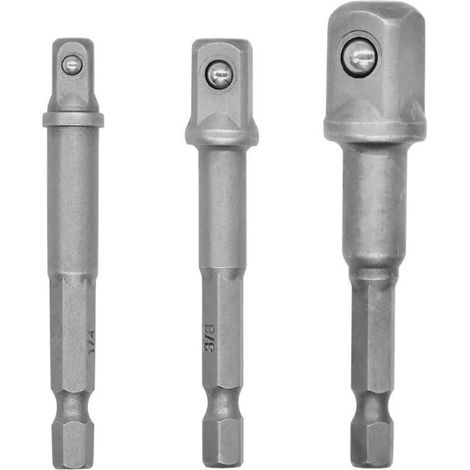 3-teiliges Adapter-set Für Stecknüsse – Sechskant Auf Vierkant Für Bohrmaschinen, Nüsse, Schrauber Und Bit-halter, 1/4, 3/8, 1/2 Zoll