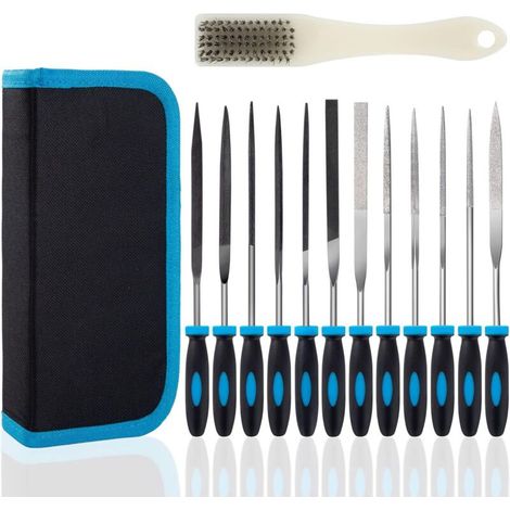 13-teiliges Set Aus Kohlenstoffstahl- Und Diamantbestückten Feilen, 150 Mm Flach-, Rund-, Halbrund-, Dreikant- Und Nadelfeilen Für Holz, Metall, Leder Und Kunststoff, Ideal Für Tischlerei, Bildhauerei