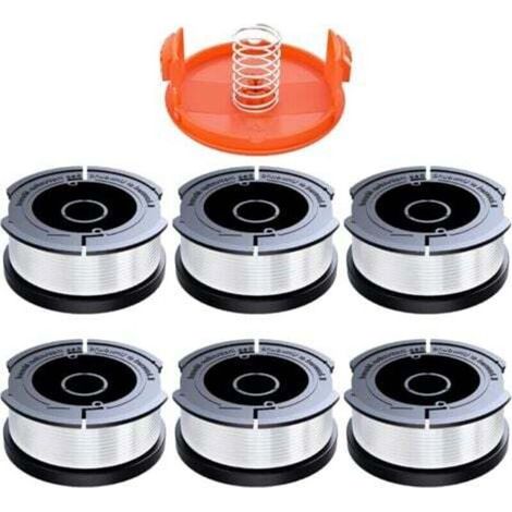 6 Spulen Kantenschneidedraht Kompatibel Mit Black Et Decker, Ø 1,65 Mm Mit 10 M Kantenschneidedraht, Enthält 6 Ersatz-kantenschneidespulen, 1 Ersatz-spulendeckel Und 1 Ersatzfeder