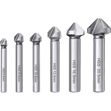 6 Stück Hss 6542 Fasfräser, Konischer Bohrer 90°, Nussfräser, Spiralbohrer, Entgratfräser, Zylindrisch Für Holz, Metall, Pvc, Werkzeugmaschine, 6,3/8,3/10,4/12,4/16,5/20,5 Mm