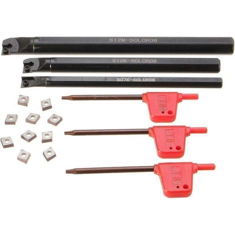 3-teiliges Drehwerkzeug-set Für Metall-drehmaschine S07k/ S10k/ S12m-sclcr06 Ausbohrstangen, 10 Stück Ccmt0602 Hartmetall-wendeplatten, 3 Innensechskantschlüssel