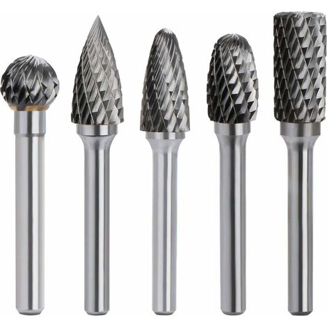 5-teiliges Set Rotierende Fräser Aus Hartmetall, Zweischneider, Schaft 6 Mm, Kopf 10 Mm, Dremel-werkzeug Für Elektrische Bohr- Und Schleifmaschinen