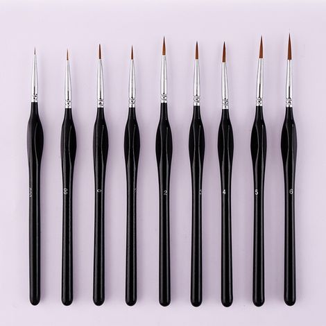 9-teiliges Set Feiner Detail-pinsel, Pinsel Für Miniaturmalerei, Malset Für Aquarell, Öl, Gesichtsbemalung, Nageldesign, Modellbau Und Linienzeichnung