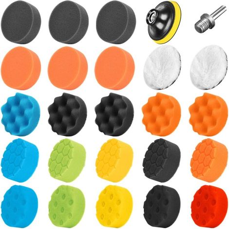 25 Stück 80mm Polierschwamm-pads, Polierschwamm-set Mit M14-bohreradapter Für Autos, Schleifen Und Polieren, Geeignet Für Ro/da-doppelaktions-poliermaschinen
