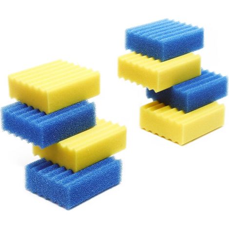 Komplettes Set Aus 8 Filterschwämmen Für Biologische Filter Cbf-350b Und Cbf-550 – 4 Gelbe, 4 Blaue – Ersatzteil Filterschaum – Filtermaterialien Für Teich, Pool Und Wasser