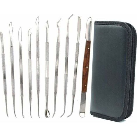 Set Aus 10 Doppelseitigen Wachsschnitzwerkzeugen Aus Edelstahl Für Tonskulpturen, Diy-keramik-schnitzwerkzeug-set Mit Spachtel Und Meißel Sowie Transportetui