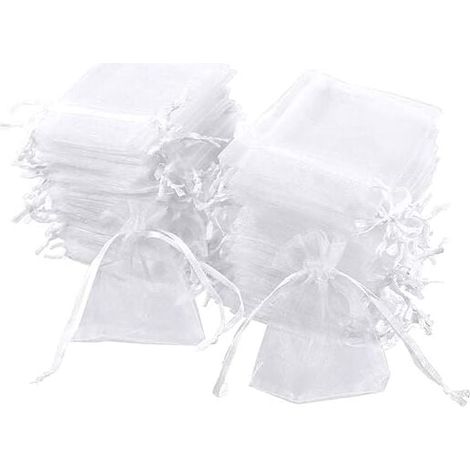 Set Von 100 Weißen Organzabeuteln, 7 X 9 Cm, Geschenkbeutel Aus Organza, Schmuckbeutel, Lavendelbeutel, Hochzeitsgeschenke