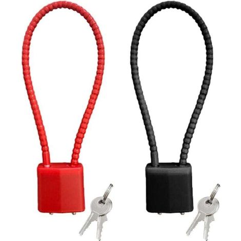 2er-pack Vorhängeschlösser Mit Schlüssel, Lange Bügelschlösser, Flexible Metallkabel-verschlüsse, Diebstahlsicherung Für Fahrräder Und Schließfächer (schwarz, Rot)