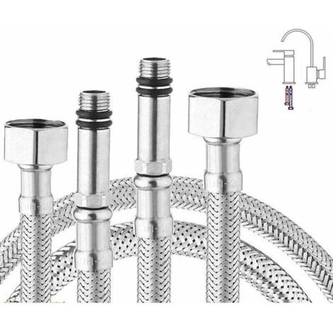 2er-set Edelstahl-geflechtschläuche Für Einhebel-küchenarmatur/spüle, 1/2"-anschluss, 600 Mm Lang