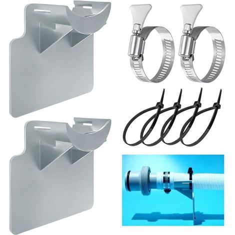 2er-set Poolrohrhalter, Zubehör Für Aufstellbare Pools Mit Kabelbinder Und Kunststoff-knick-schutz (grau)